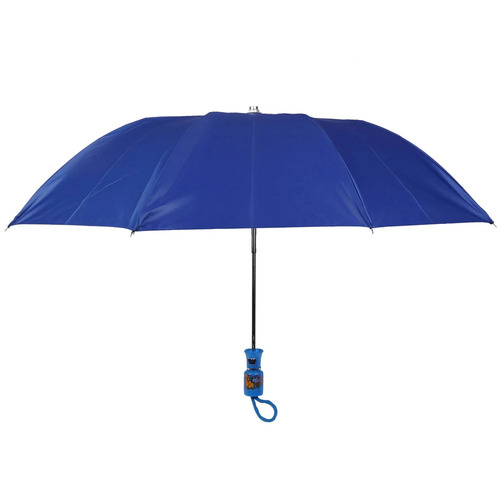 Rain Umbrella - Polyester, Foldable Design | Durable Blue Fabric with Metal Handle