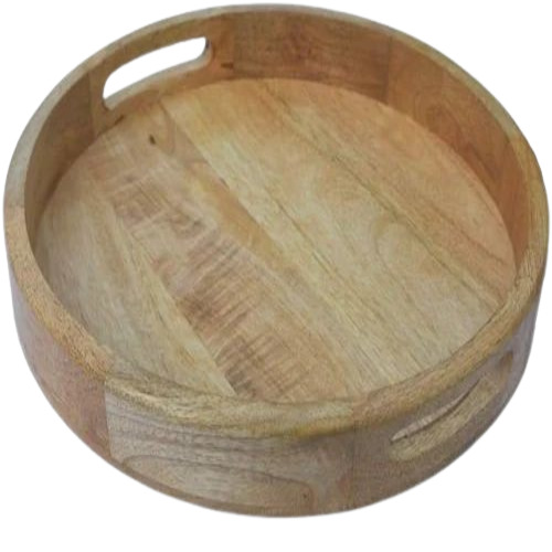 Round Wooden Tray - 16x16x1.5 Inch | Matte Finish, Modern Design, Ideal for Home Decoration, Crafted from Quality Wood