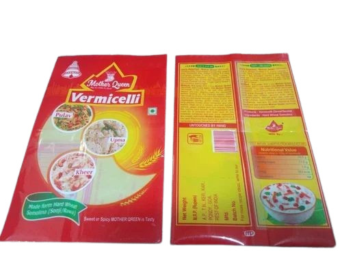 Vermicelli Packaging Pouch - 1 Kg Capacity, 12x18 Inches | Multi-Color PET Flexographic Flat Pouch, Heat Sealed Closure