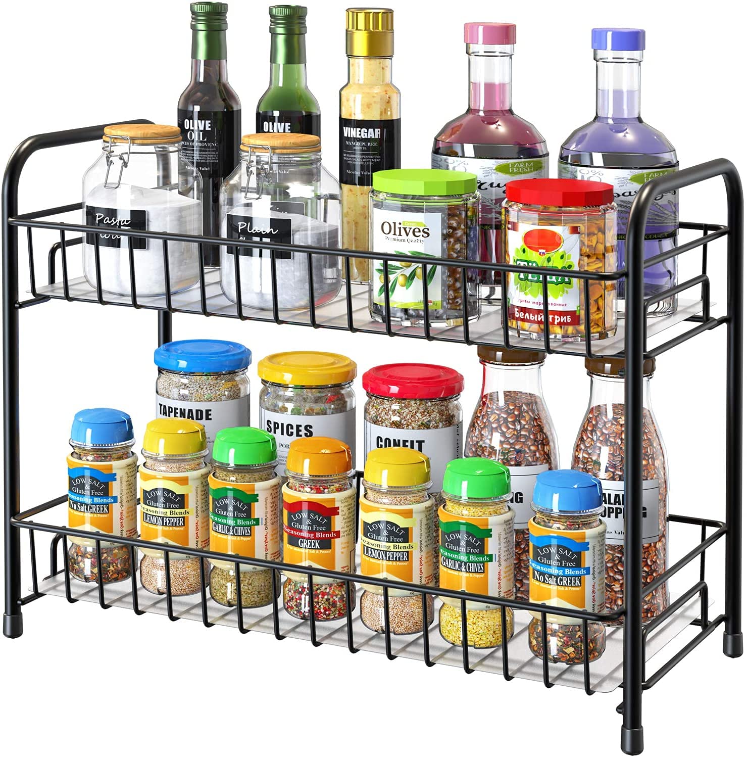 2 Tier Countertop Organizer Shelf For Kitchen Black