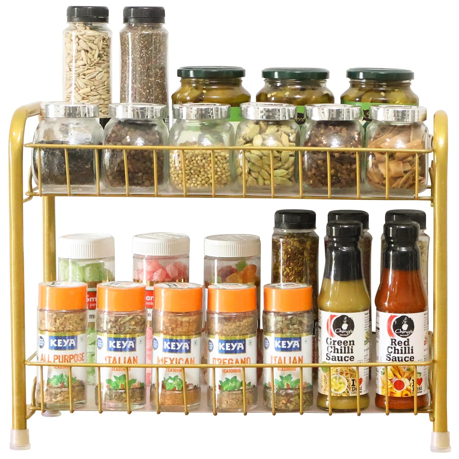 2 Tier Countertop Organizer Shelf For Kitchen Gold