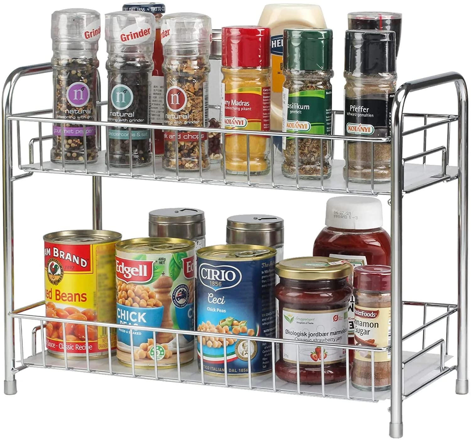 2 Tier Moveable Corner Shelf for Kitchen Chrome