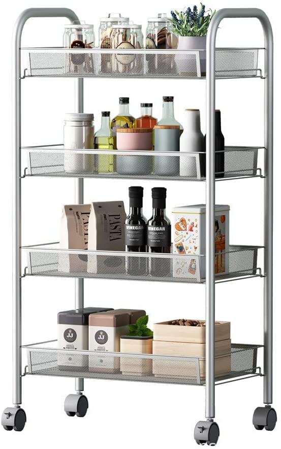 4 Tire Kitchen Accessories Storage Organizer Trolley Racks and Shelf