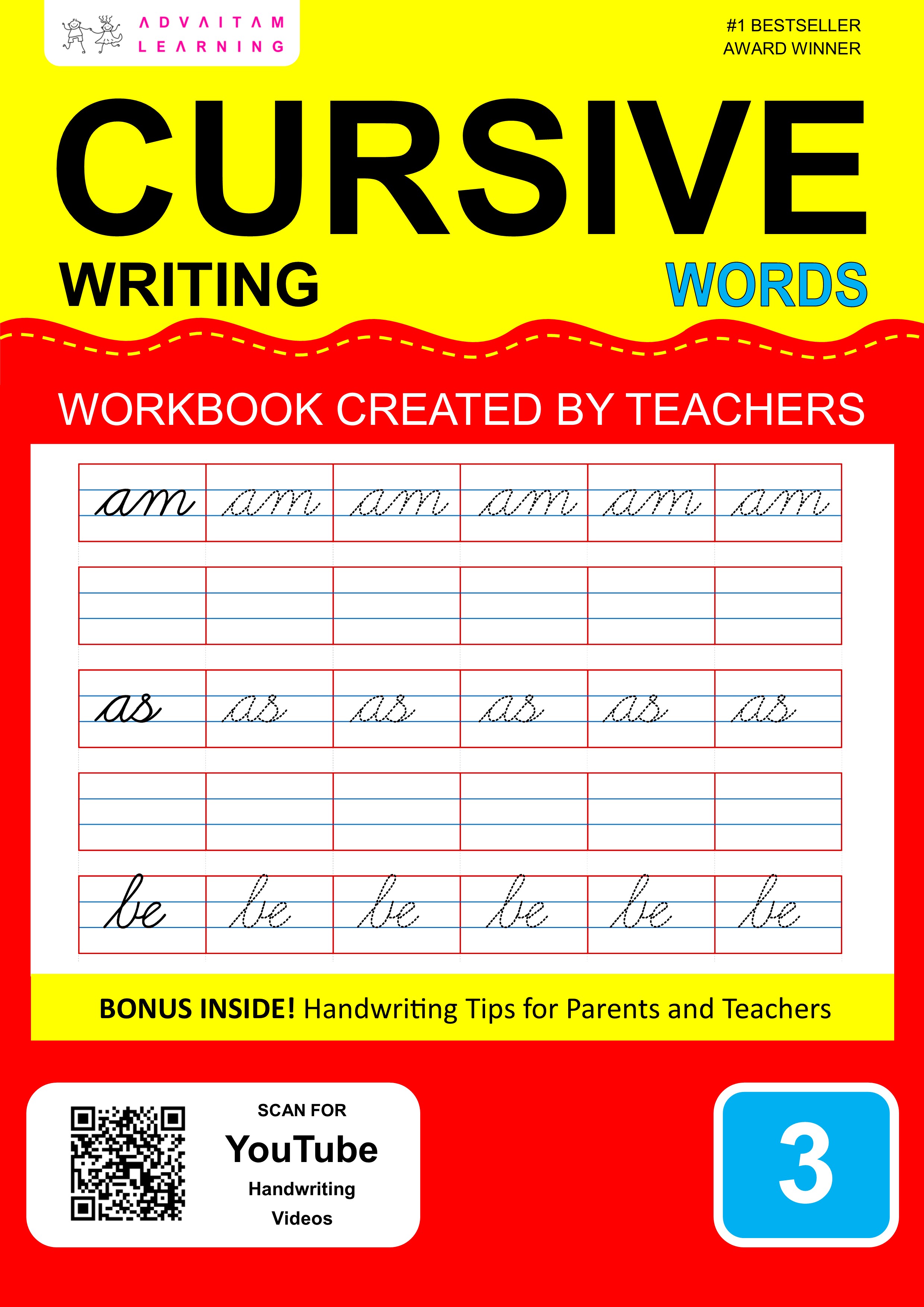 Cursive Writing Words Handwriting Practice Book Created By Teachers - Paper Type: Bright White Paper