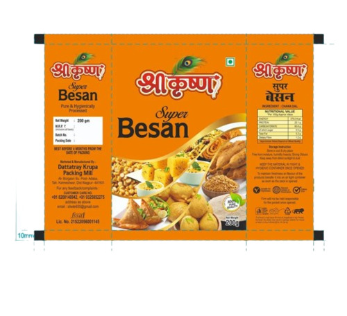 Besan Packaging Pouch - Plastic, Multi Color | Printed Design for Reliable Storage and Versatile Use