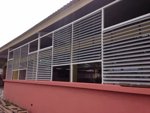 Color Coated Aluminium Louvers - Aluminum Material Customized Size Multi Color Finish 1-10 mm Blade Thickness Adjustable Horizontal Pattern | Stainless Steel Screen Netting
