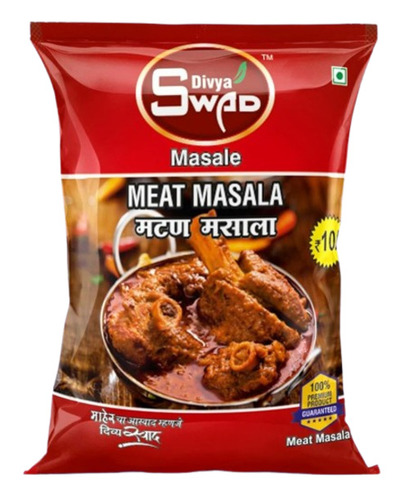 Meat Masala Packaging Pouch - Plastic Material, Multi Color Design | Printed Pattern for Enhanced Visual Appeal