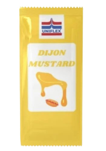 Mustard Sauce Packaging Pouch - LDPE Material, Multi Layer Lamination, Glossy Surface Finish, Multi-Color Printed Design | Robust Design, Enhanced Durability