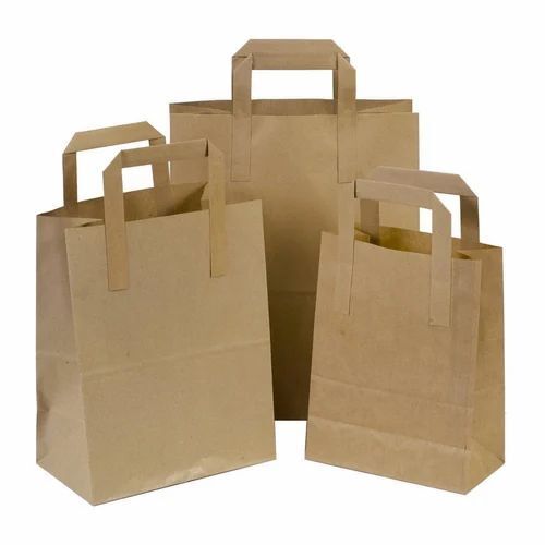 Brown Paper Bag - Plain Paper, 0.5 Kg to 2 Kg Capacity, Brown Color | Biodegradable, Moisture Proof, Recyclable, Handled Design