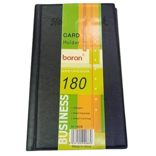 Business Card Holder - Leather, 8 x 4 Inch, Black | Moisture Proof, Rectangular Shape, Plain and Printed Designs for Card Organization