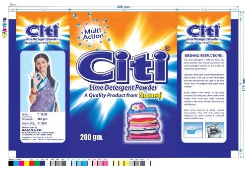 Detergent Powder Packaging Pouch - Plastic Material, Multi Color Printed Design | Durable Packaging for Effective Detergent Storage