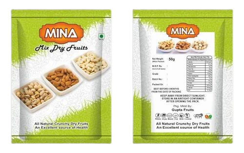 Dry Fruits Packaging Pouch - BOPP Material, 6x4 Inches, Multi Color | Stand Up Pouch Design, 1 Kg Capacity, Printed Pattern