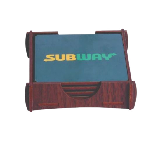 Wooden Tea Coaster Set - 3 mm Square, Polished Finish, Multicolor Design | Elegant Tableware for Homes And Hotels
