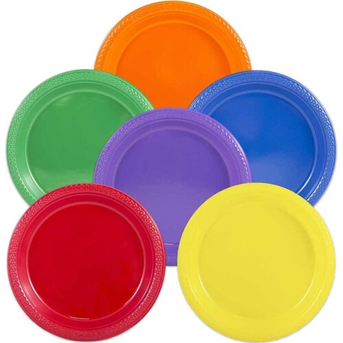 Plastic Plate - Round, Fine Finished, Plastic, Durable | Set of 6 Pcs, Polished Surface, All Colors Available, No Handle