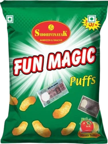 Puffs Snacks Packaging Pouch - Plastic Material Multi Color Printed Design | Ideal for Convenient Snack Storage