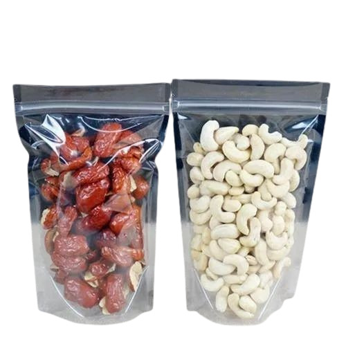 Transparent Standup Zipper Pouch - Waterproof Printed Plastic Packaging Material | Stand Up Bag Type, Color: Transparent