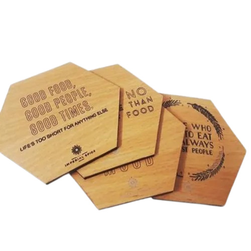 Wooden Tea Coasters - Wood, 3 mm Size, Multicolor, Polished Finish | Round Shape, Tableware for Homes and Hotels