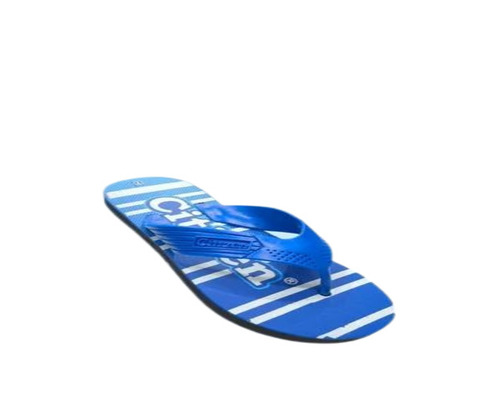 Blue Men Slippers - Rubber Material, Flip Flop Style, All Season, Printed Pattern, Fancy Design, Comfortable Daily Wear