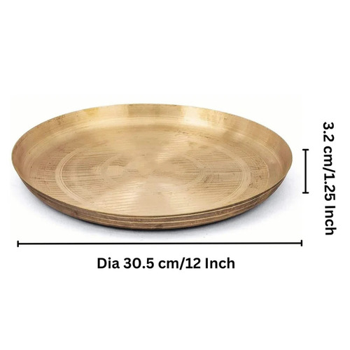 Bronze Dinner Plate - 30.5x3.2 cm, Gold Polished Finish | Durable, Fine Finished, Long Lasting