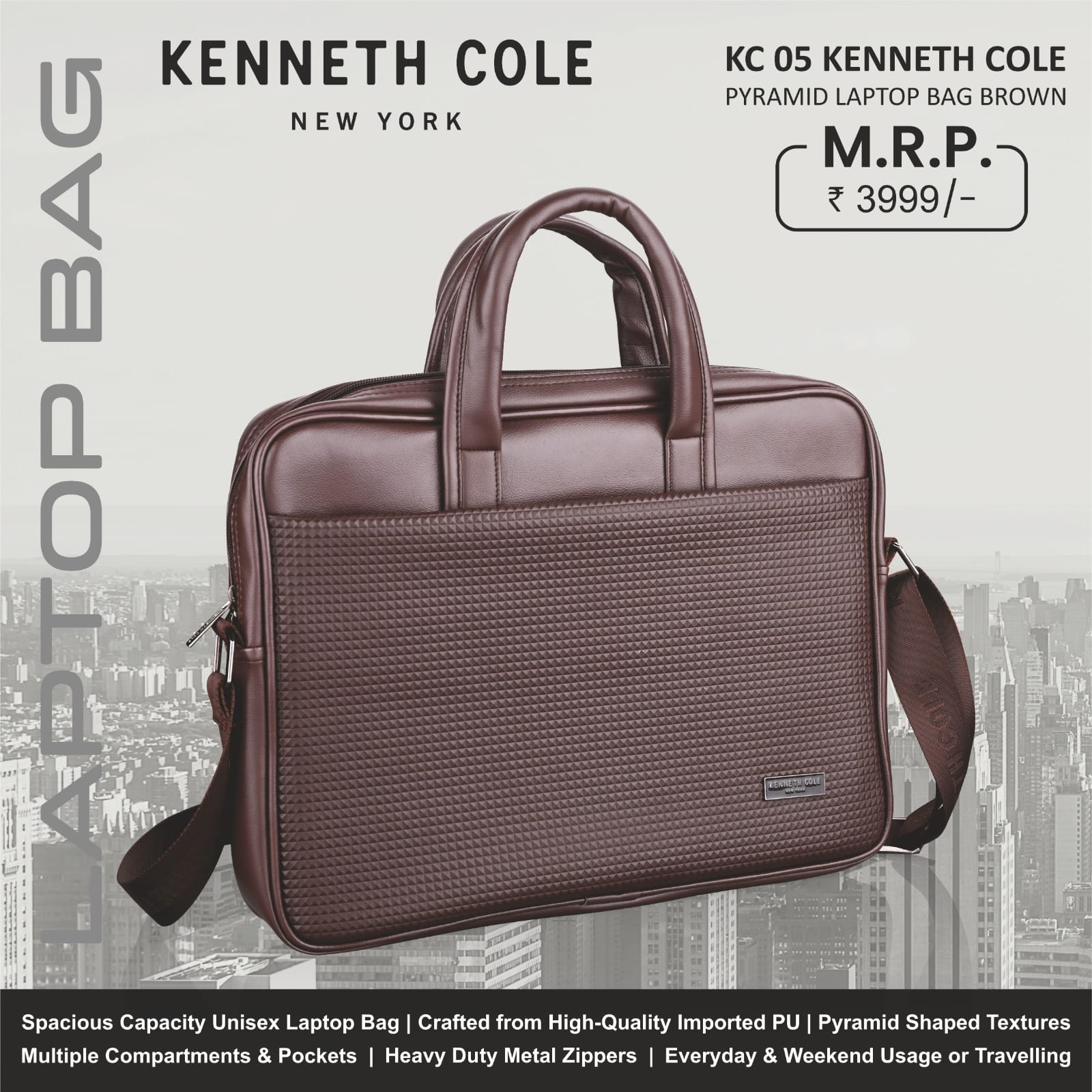 KENNETH COLE Pyramid Laptop Bag