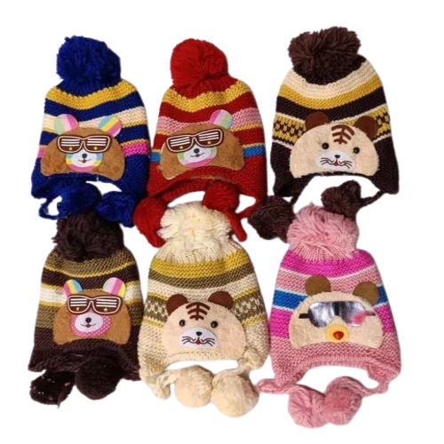 Boys Woolen Caps - Multicolor Woolen Material, Classy Style for Winter | Soft & Comfortable, Embroidered Pattern, Unisex Design for Kids