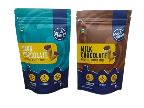 Chocolate Packaging Pouch - LDPE Standup Pouch 6x4 Inches, Multi Layer Lamination, Multi Color, Zipper Closure, Digital Print Design