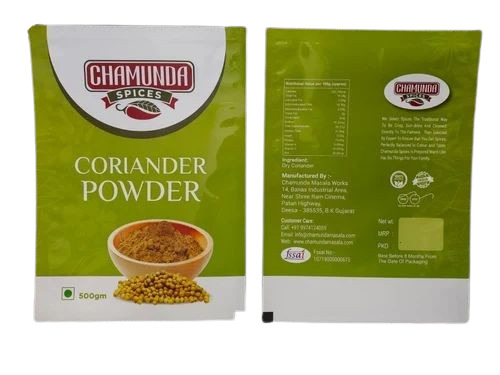Coriander Powder Packaging Pouch - Plastic Material, Multi-Color Printed Design | Ideal for Storing Spices with Durable and Convenient Usage
