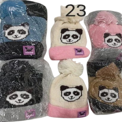 Fancy Kids Woolen Caps - Woolen, Multicolor | Soft and Comfortable, Classy Style, Embroidered Pattern, Unisex Winter Cap for Kids