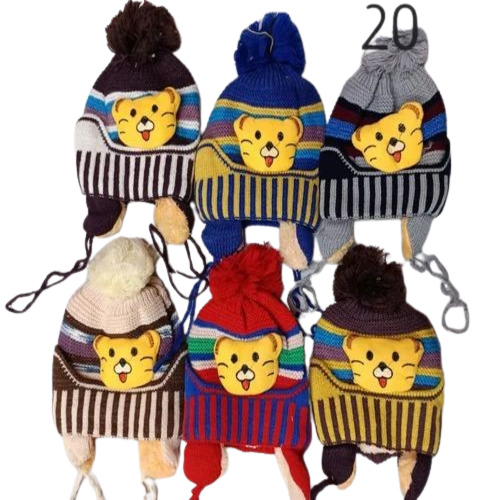Kids Woolen Caps - Multicolor Woolen Material, Soft & Comfortable Design | Classy Embroidered Style for Winter Season