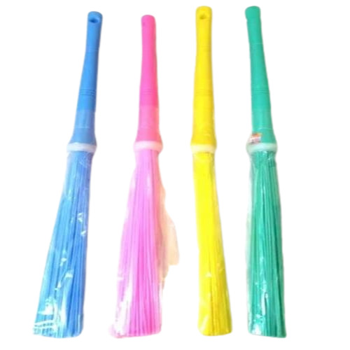 Plastic Brooms - PVC Material, Soft Nylon Bristles, Multicolor | Easy to Clean, Ideal for Floor Usage