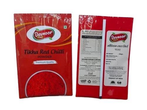 Red Chilli Powder Packaging Pouch - Plastic, Printed Design | Durable and Convenient Spices Packaging Solution