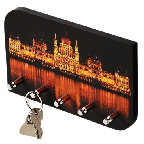 Wooden Keychain Holder - Polished Wood, Brown Finish | Modern Design for Key Organization and Efficient Storage