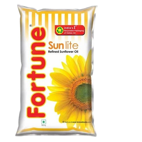 Edible Oil Packaging Pouch - HDPE 1 Litre Capacity Multi Color Printed Pattern | Heat Sealed Closure Type Pouch Design