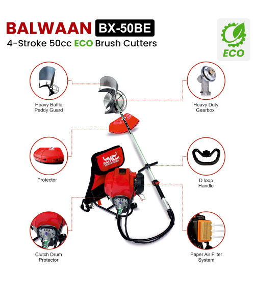 Balwaan Backpack Brush Cutter 50Cc - Color: Red