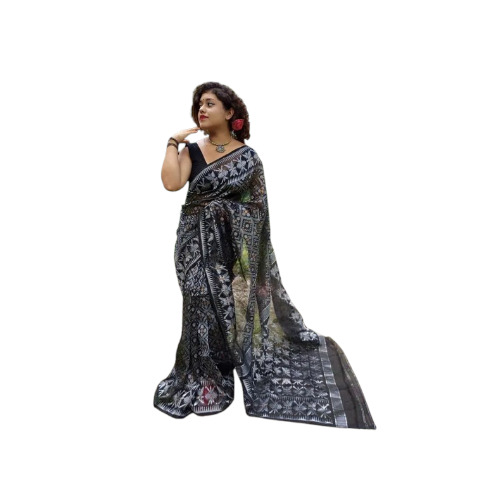 Black Handloom Jamdani Saree