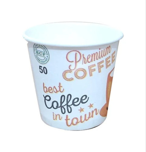 Disposable Printed Paper Coffee Cup - Color: White