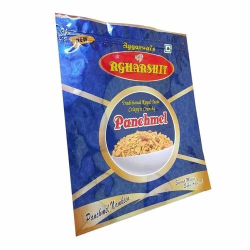 Food Packaging Pouches - Multi Layer Laminated Matte Pillow Pouch | Multi-Color PET with Zipper Closure, Flexographic Printing, Printed Pattern