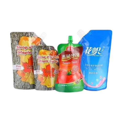 Printed Spout Pouch - 200 ML, PVC Material, 6x4 Inches, Multi Color | Double Layer Glossy Finish, Rotogravure Printed Design