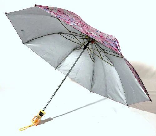 Two Fold Manual Umbrella - Polyester, 21x8 Inches | UV Protection, Metal Shaft, Plastic Handle, Foldable Design