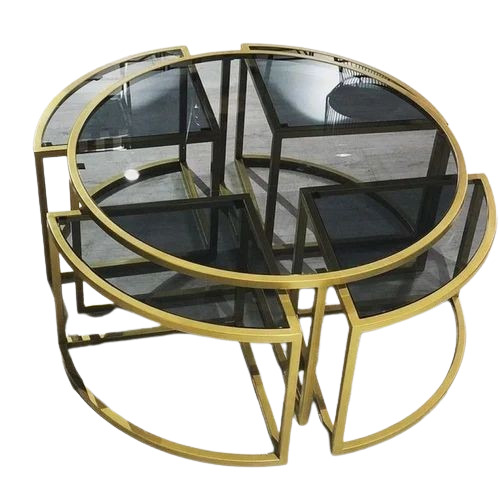 Glass Top Steel Center Table