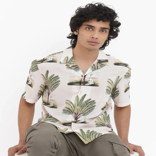 Mens Printed Cotton Shirt - Collar Style: Classic