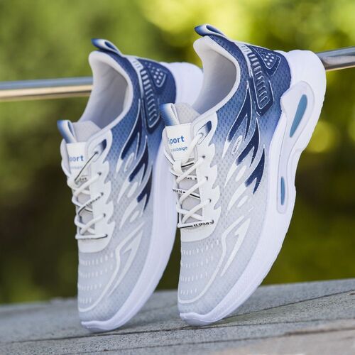 Sports Shoes - Lightweight Canvas EVA Insole White and Blue | Breathable Cushioned Shock Absorbent Slip Resistant Flexible Comfortable