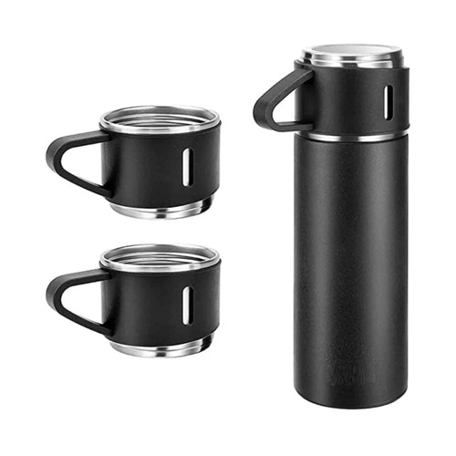Stainless Steel Vacuum Flask Cup Set - 750 Liter, Black Color | Durable, Fine Finished, Polished Surface, Ideal for Home Use