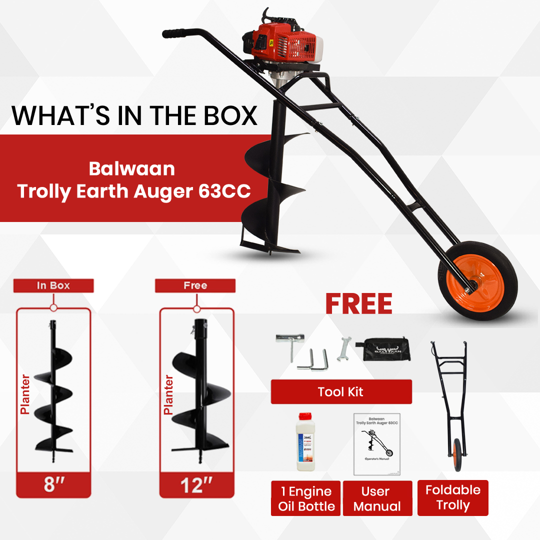 Trolley Earth Auger (Be-63T) - Color: Yellow