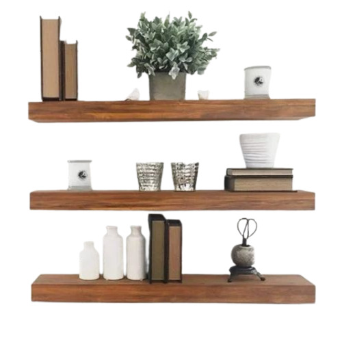 Wooden Floating Shelf - Wood, Multisize, Brown | Antique Square Design, Durable and Easy to Clean with Modern Appearance