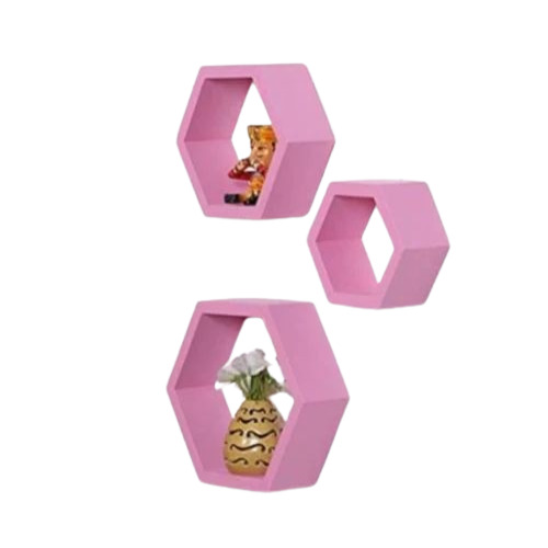 Wooden Square Wall Shelf - Multisize, Antique Style with Modern Appearance, Pink Powder Coated Finish, Durable and Easy to Clean