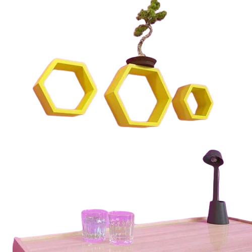 Yellow Wooden Square Wall Shelf - Multisize, Antique Style with Modern Appearance | Durable, Easy to Clean, Powder Coated Finish