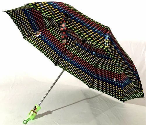 Metal Satin Print Umbrella - 21x8 Inches, Foldable Plastic Handle, UV Protection, Manual Operation, Durable Polyester, Ideal for Rain and Summer