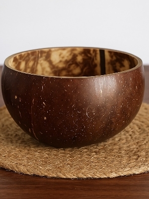 Coconut Shell Bowl - Handmade, Polished Round Design | Natural Coconut Material, Customizable Color Options