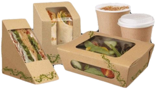 Food Packaging Box - Paper Material | Brown Color, Plain Design